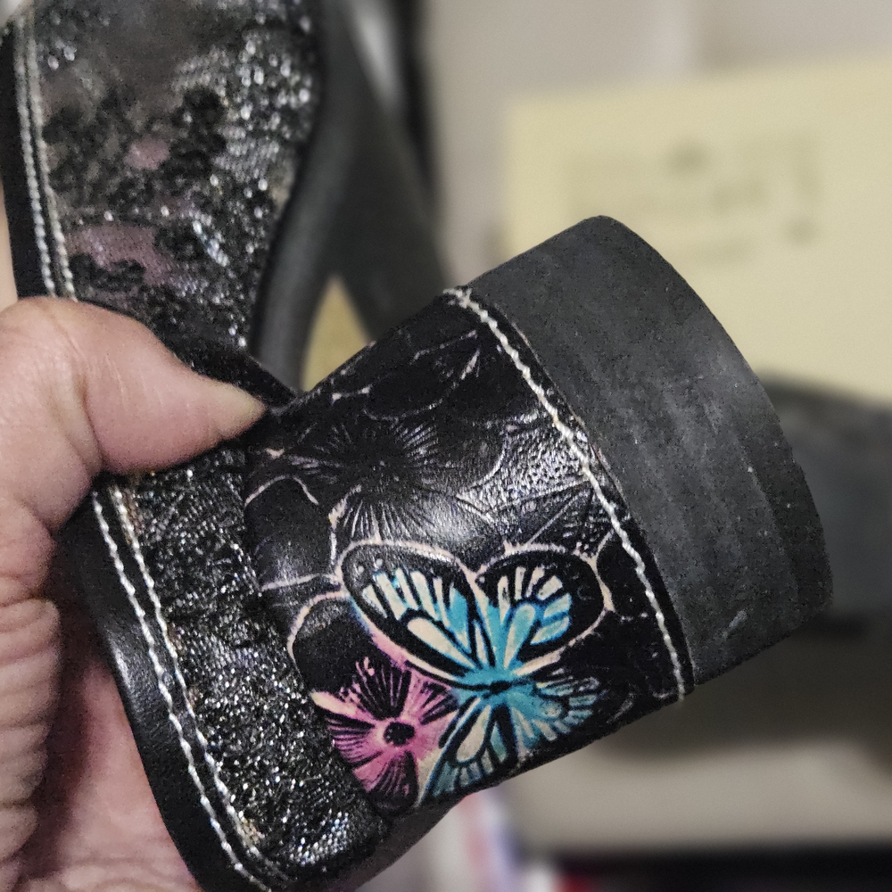 L'Artiste Leather Spring Step Women's Floral Black Mules - Picture 7 of 9